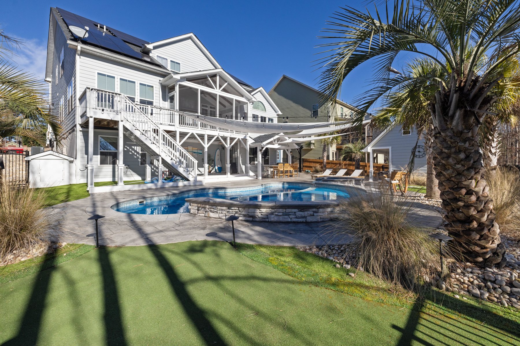 Modern backyard and pool used in the fictional Cypressline landscaping concept