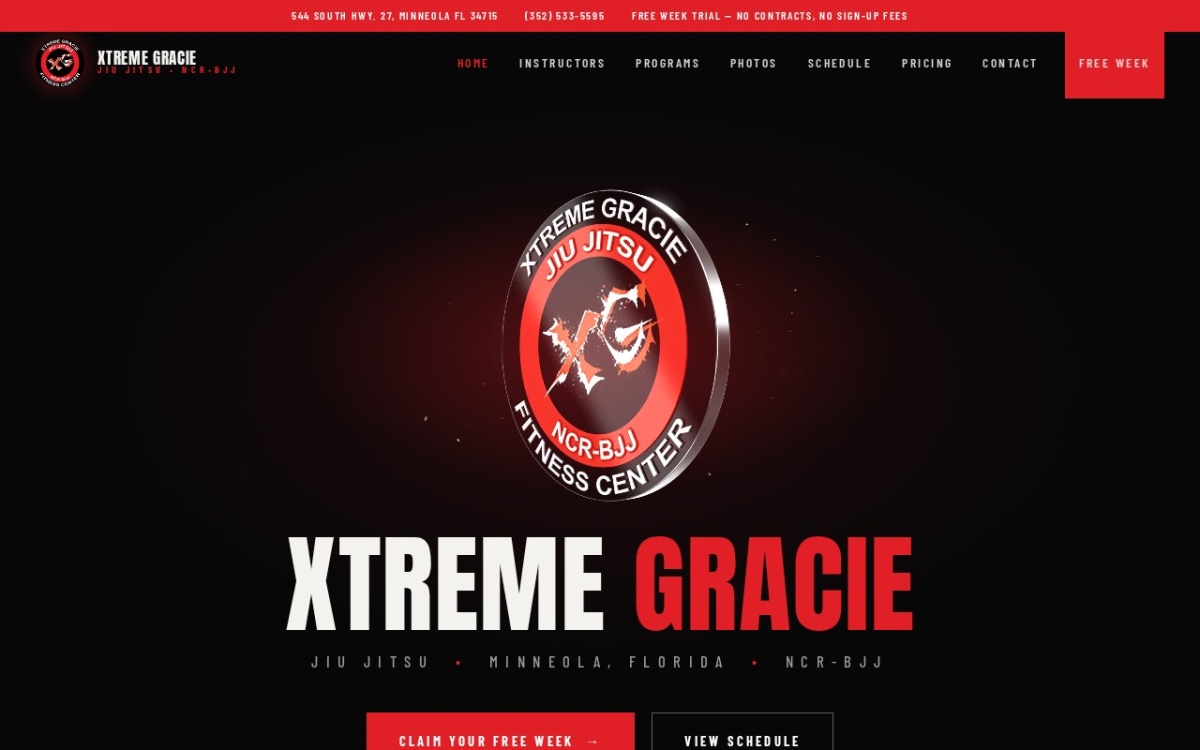 Preview of the Xtreme Gracie Jiu Jitsu website
